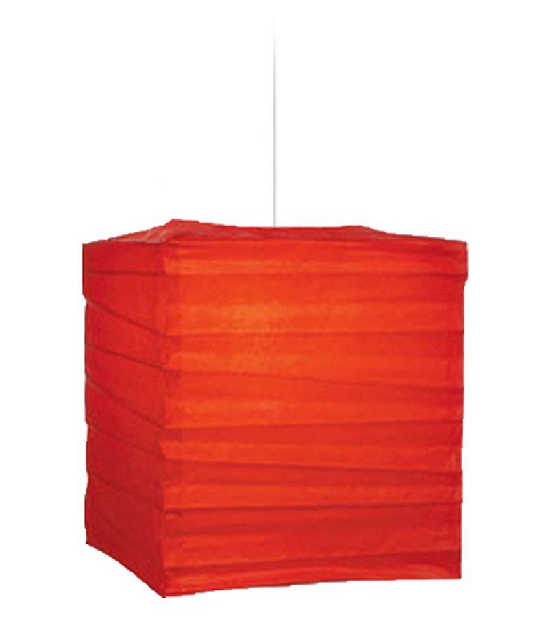 Τετράγωνο Χάρτινο Φωτιστικό 25 x 25 x 30 cm - Κόκκινο